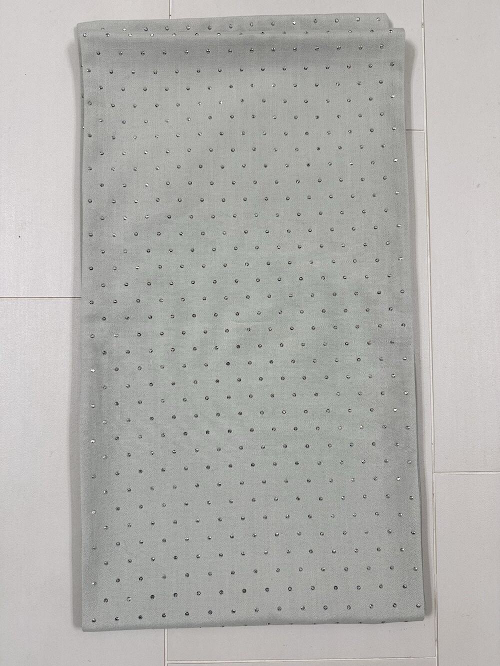 Seafoam Green Blue Silver Beaded Table Runner Elegant Quiet Luxury - 104 In